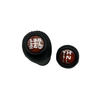 Wood/Leather-Style Shift Knob & Transfer Knob Set for Toyota Land Cruiser Prado 71 78 5-Speed MT Gear