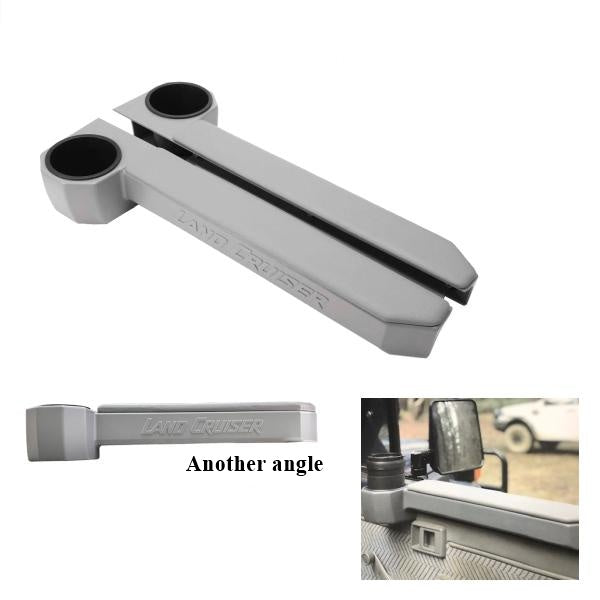 Armrest Drink Holder Set for Toyota Land Cruiser 70 Series Gray Console
