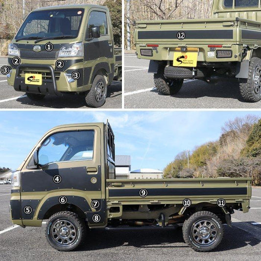 Daihatsu Hijet S500 Series Front Body Sticker Decal 22P Matte Black Off-Road