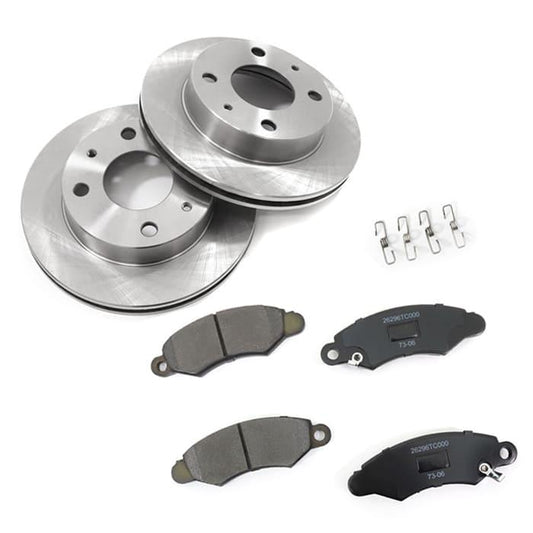 Front Brake Disc Rotors & Brake Pads Set Left & Right Fits Subaru Sambar Truck TT1 / TT2