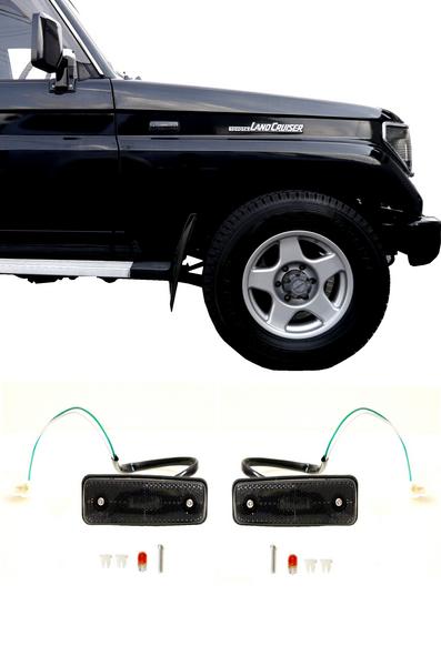 Fits Toyota Land Cruiser Prado 78 Series Smoked Crystal Headlight Tail Light Corner Turn Signal Side Marker Full Set 12V