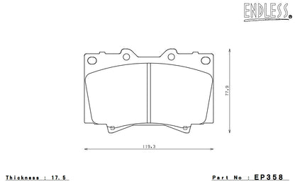 Fits Toyota Land Cruiser HDJ101K Front Brake Pads ENDLESS EP358SS2 Non-Asbestos