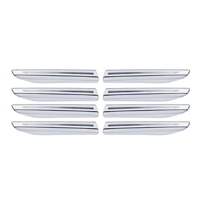 Front Grille Garnish Trim 8P Set Piano Black / Carbon Fiber Style / Chrome Mirror Finish Fits Toyota Land Cruiser LC300 ZX