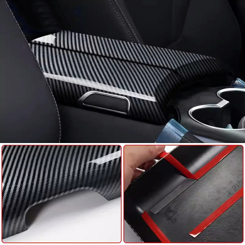ABS Plastic Armrest Cover Trim Carbon Style 4P Set Fits Toyota Land Cruiser LC300