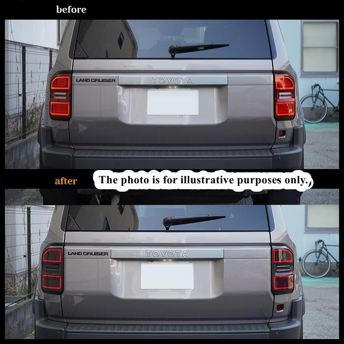 Fits Toyota Land Cruiser 250 Series Smoked Tail Cover / Rear Light Cover ABS Plastic