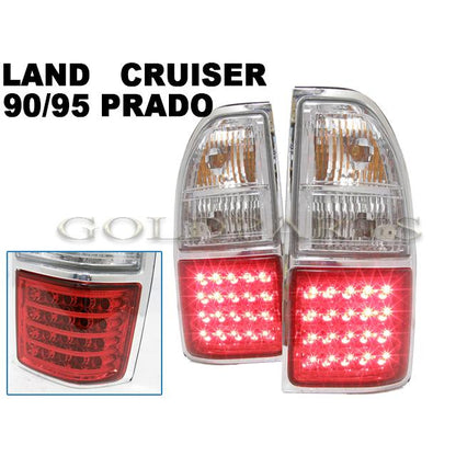 Fits TOYOTA Land Cruiser 90 95 Prado Crystal LED Tail Lamps Red Clear Type