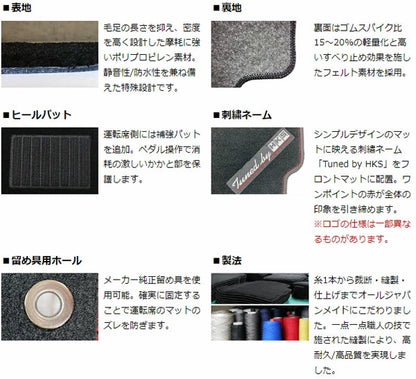 For Nissan SKYLINE GT-R BNR32 Floor mat set HKS Black with logo