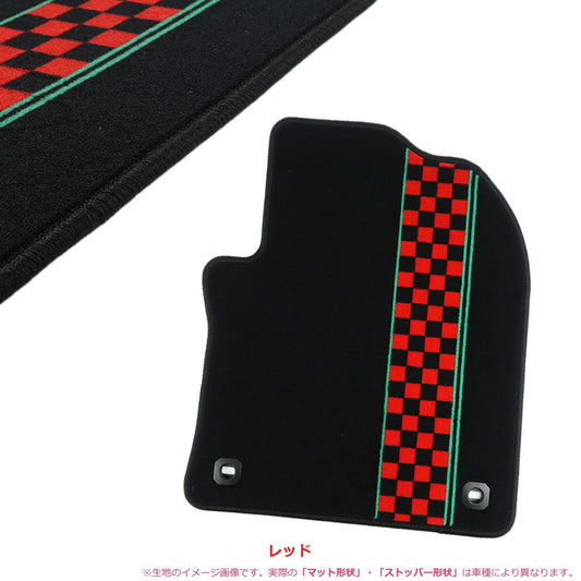 For Subaru Sambar TT1 TT2 Separate Floor Mat Black and Red checkered pattern For AT
