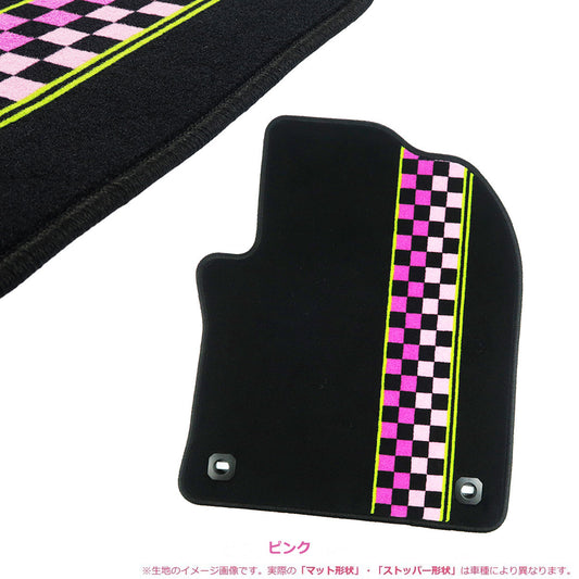 For Subaru Sambar TT1 TT2 Separate Floor Mat Black and Pink checkered pattern For AT