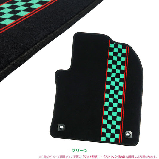 For Subaru Sambar TT1 TT2 Separate Floor Mat Black and green checkered pattern For AT