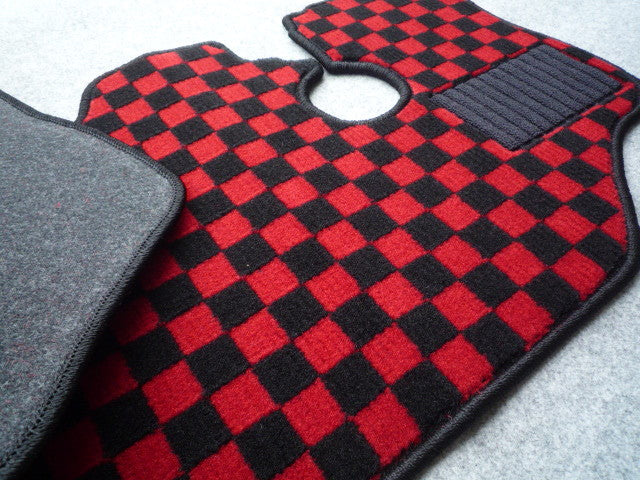 For Subaru Sambar Truck TT1 TT2 Floor Mat Check Pattern Black & Red For AT