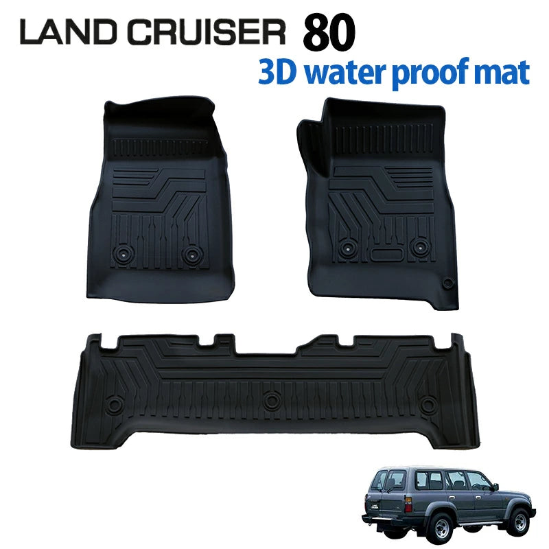 3D Floor Mats for Toyota Land Cruiser 80 TPE Waterproof Rubber Set