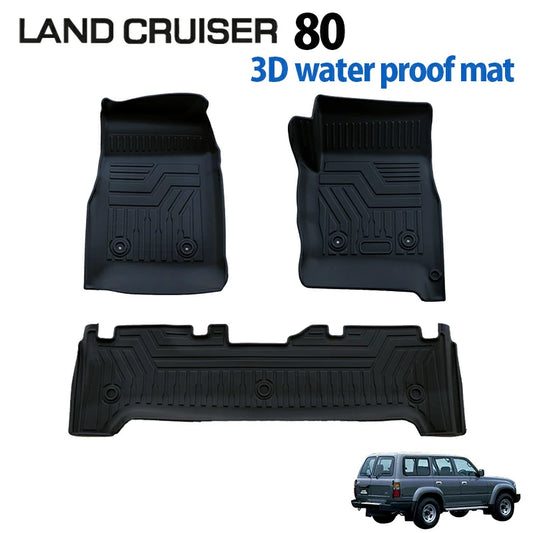 3D Floor Mats for Toyota Land Cruiser 80 TPE Waterproof Rubber Set