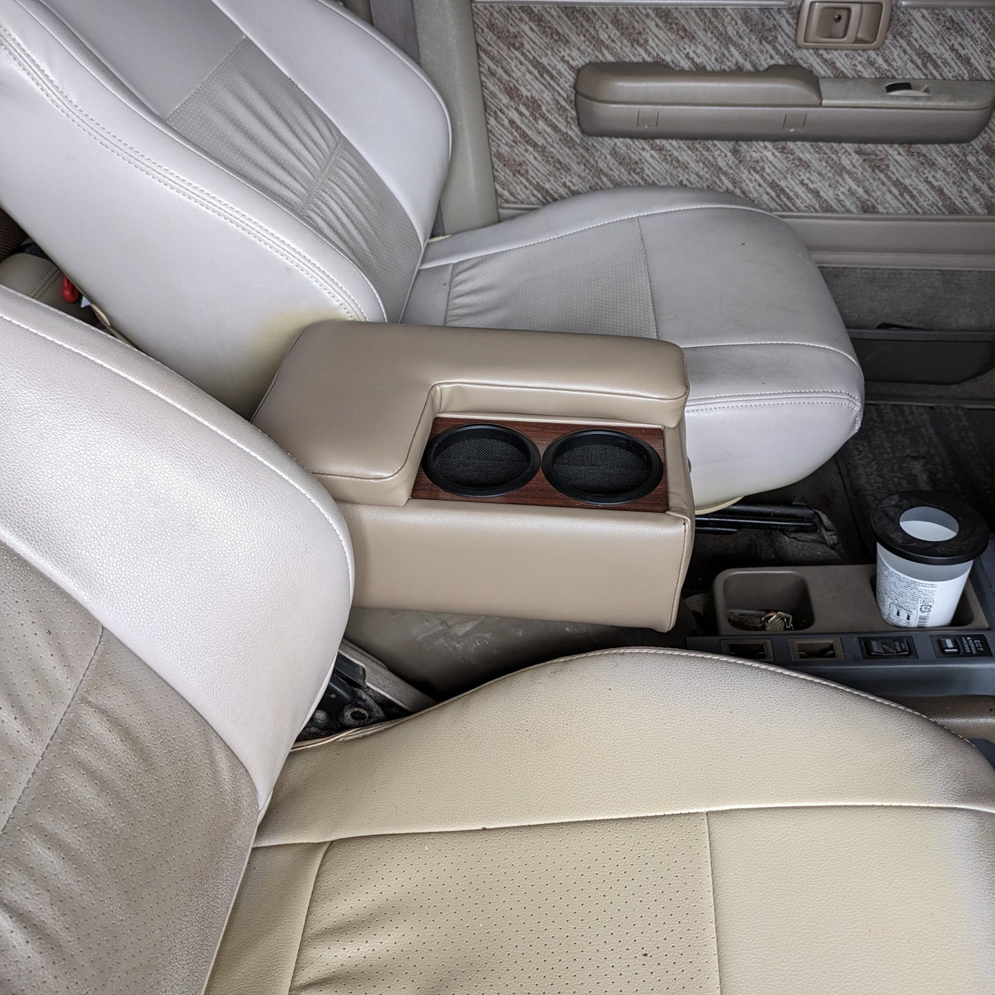 Armrest Console Box Drink Holder Brown Wood Fits Toyota Land Cruiser Prado KZJ78 LJ78 KZJ71 LJ71