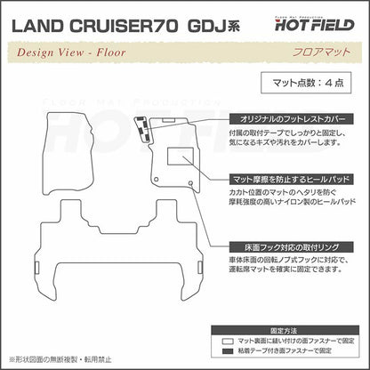 Wood Grain Style Floor Mat Set 4-Piece Fits Toyota Land Cruiser 70 GDJ Series