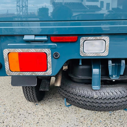 Aluminum Checker Plate Tail & Backup Lamp Ring Set 3-Piece Kit Fits Suzuki Carry / Super Carry DA16T