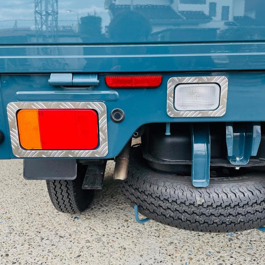 Aluminum Checker Plate Tail & Backup Lamp Ring Set 3-Piece Kit Fits Suzuki Carry / Super Carry DA16T