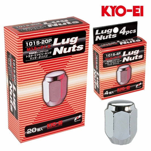 KYO-EI Chrome Tapered Wheel Nuts M12xP1.5 for Toyota Land Cruiser Prado 24pcs