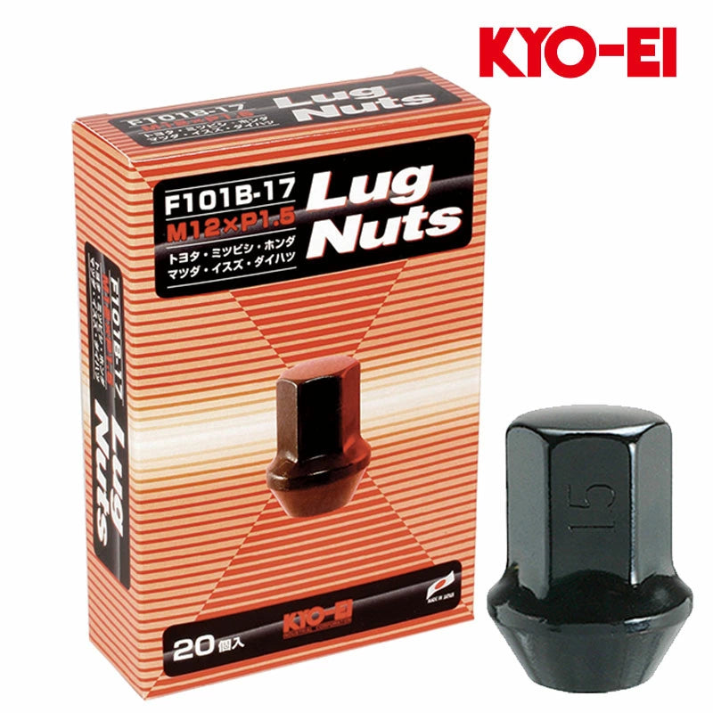 KYO-EI Black Wheel Nuts M12xP1.5 Tapered Seat 24pcs for Toyota Land Cruiser Prado