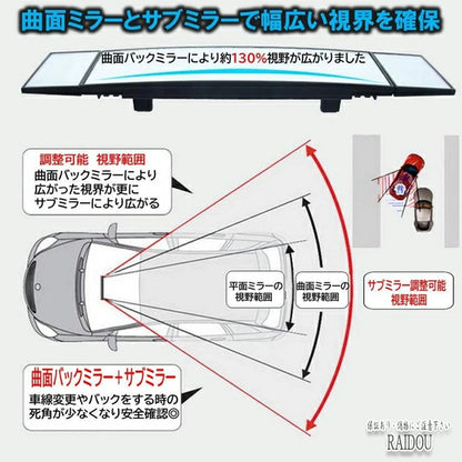 Wide Room Mirror for Acty Truck HA8/9 Compatible with Kei Cars - Universal Fit