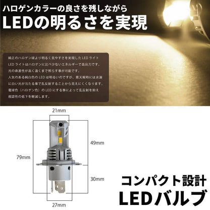 H4 LED Headlight Bulbs 12V Set of 2 – Warm Halogen Color 5000 Lumens Fits Honda Acty Truck HA3 HA4