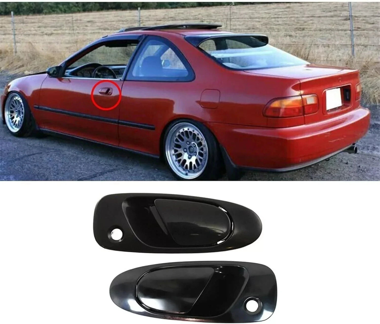 طقم مقابض أبواب خارجية أصلية من هوندا، طراز سيفيك 92-95 بثلاثة أبواب (EG3، EG4، EG6، EG8، EG9، EJ1)، يمين ويسار