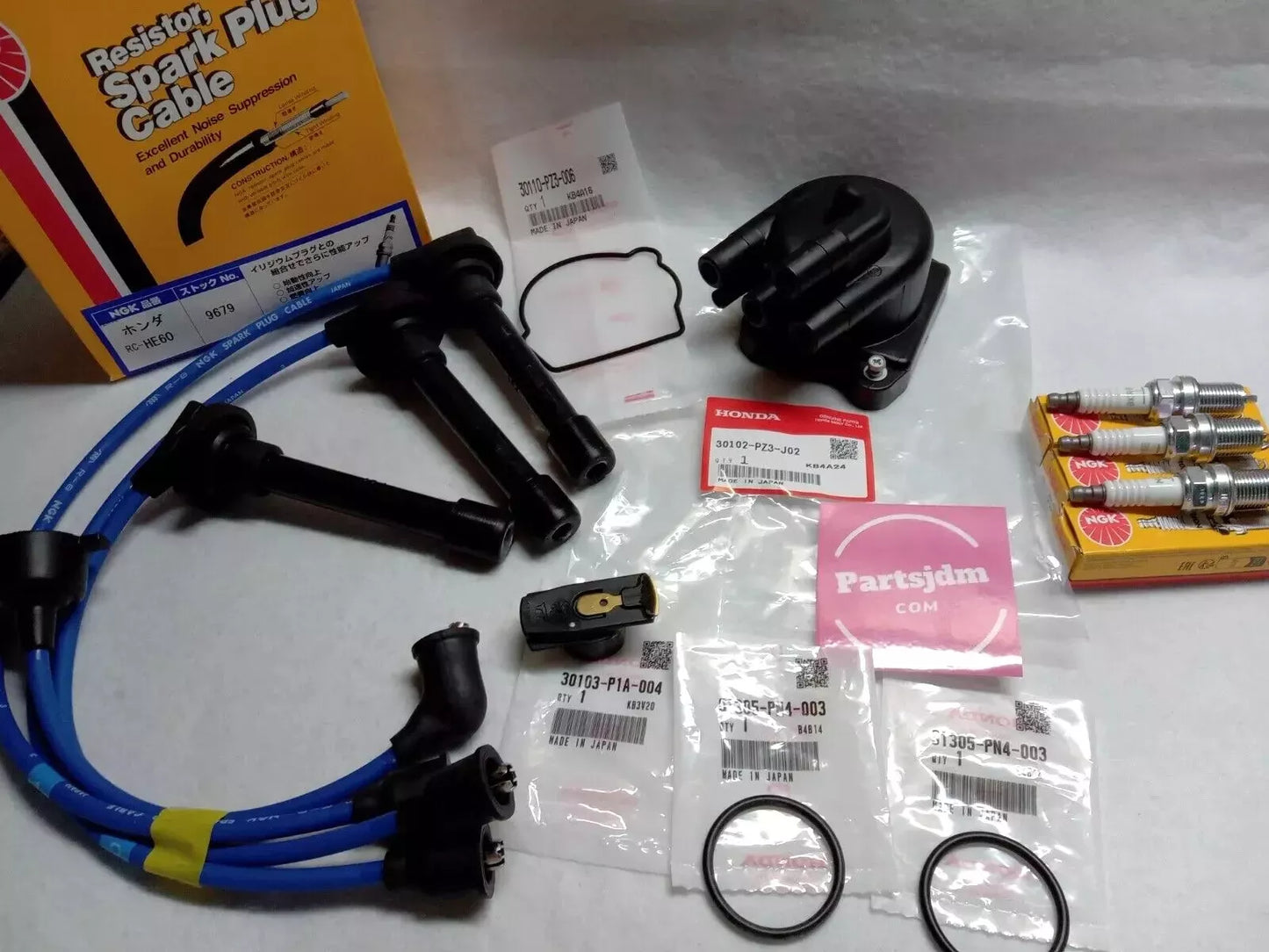 Fits HONDA Acty HA1 HA2 HA3 HA4 Distributor Cap Rotor Spark Plugs Cable Kit