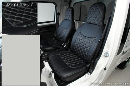 REIZ Quilted Seat Cover Set for Daihatsu Hijet Jumbo S500P/S510P with White Stitching