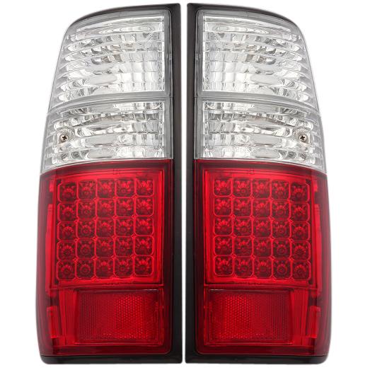 Fits Toyota Land Cruiser Prado 80 Series LED Combi Tail Lights Clear Red Tail Lamps Left & Right Set