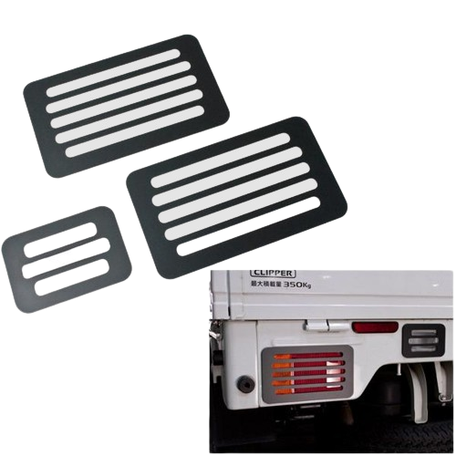 Horizontal Slit Design Tail Lens Cover Matte Black Made in Japan Fits Suzuki Carry Truck / Super Carry DA16T