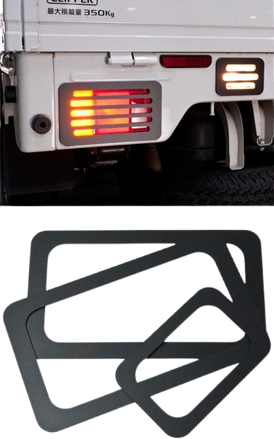 Diagonal Slit Design Tail Lens Cover Matte Black Made in Japan Fits Suzuki Carry Truck / Super Carry DA16T