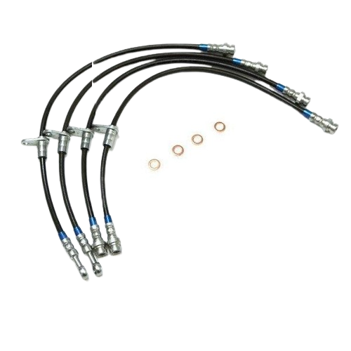 Complete Brake Line Set for Subaru Sambar TT1/TT2 – BrakeQuip Replacement Hoses (Black Smoke / Blue Jacket)