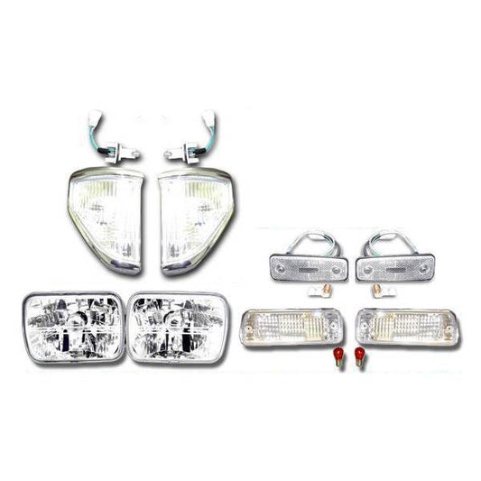 Fits Toyota Land Cruiser Prado 70 78 Series Crystal Headlight, Corner, Turn Signal & Side Marker Set 12V - LJ71 LJ78