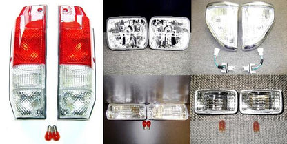 Fits Toyota Land Cruiser Prado 78 Series Crystal Headlight, Corner, Turn Signal, Tail Light & Side Marker Full Set 12V - KZJ78G KZJ78W