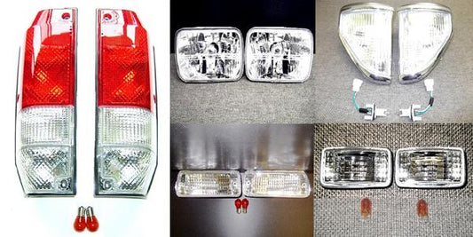 Fits Toyota Land Cruiser Prado 78 Series Crystal Headlight, Corner, Turn Signal, Tail Light & Side Marker Full Set 12V - KZJ78G KZJ78W