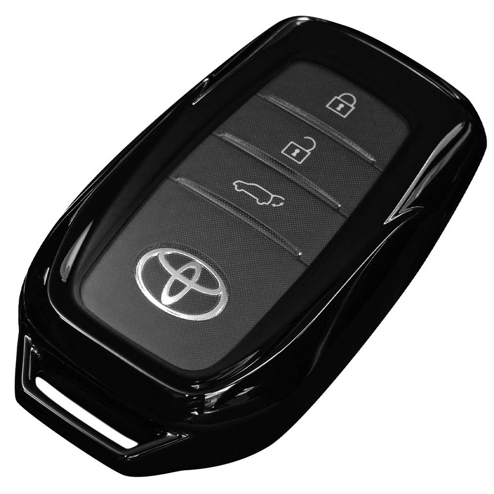 Chrome-Style TPU Smart Key Cover Type A Purple Black / Silver / Black Fits Toyota Land Cruiser FJA / VJA300