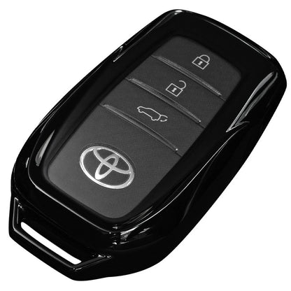 Chrome-Style TPU Smart Key Cover Type A Purple Black / Silver / Black Fits Toyota Land Cruiser FJA / VJA300