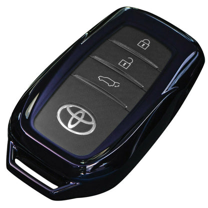 Chrome-Style TPU Smart Key Cover Type A Purple Black / Silver / Black Fits Toyota Land Cruiser FJA / VJA300