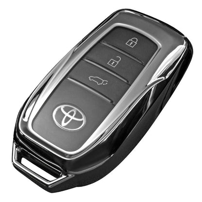 Chrome-Style TPU Smart Key Cover Type A Purple Black / Silver / Black Fits Toyota Land Cruiser FJA / VJA300