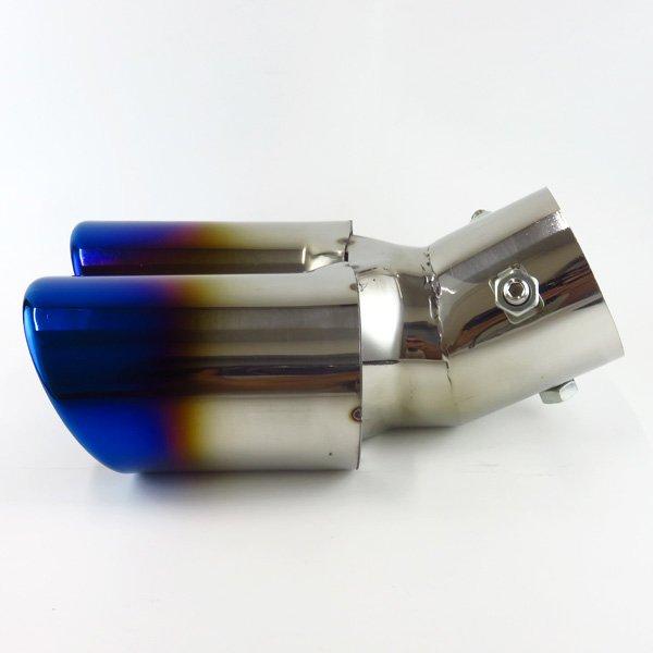 Universal Dual Tip Muffler Cutter for Downward Exhaust Cars - Titanium Color