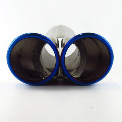 Universal Dual Tip Muffler Cutter for Downward Exhaust Cars - Titanium Color