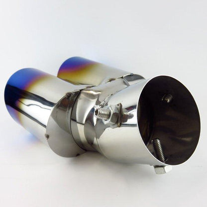 Universal Dual Tip Muffler Cutter for Downward Exhaust Cars - Titanium Color